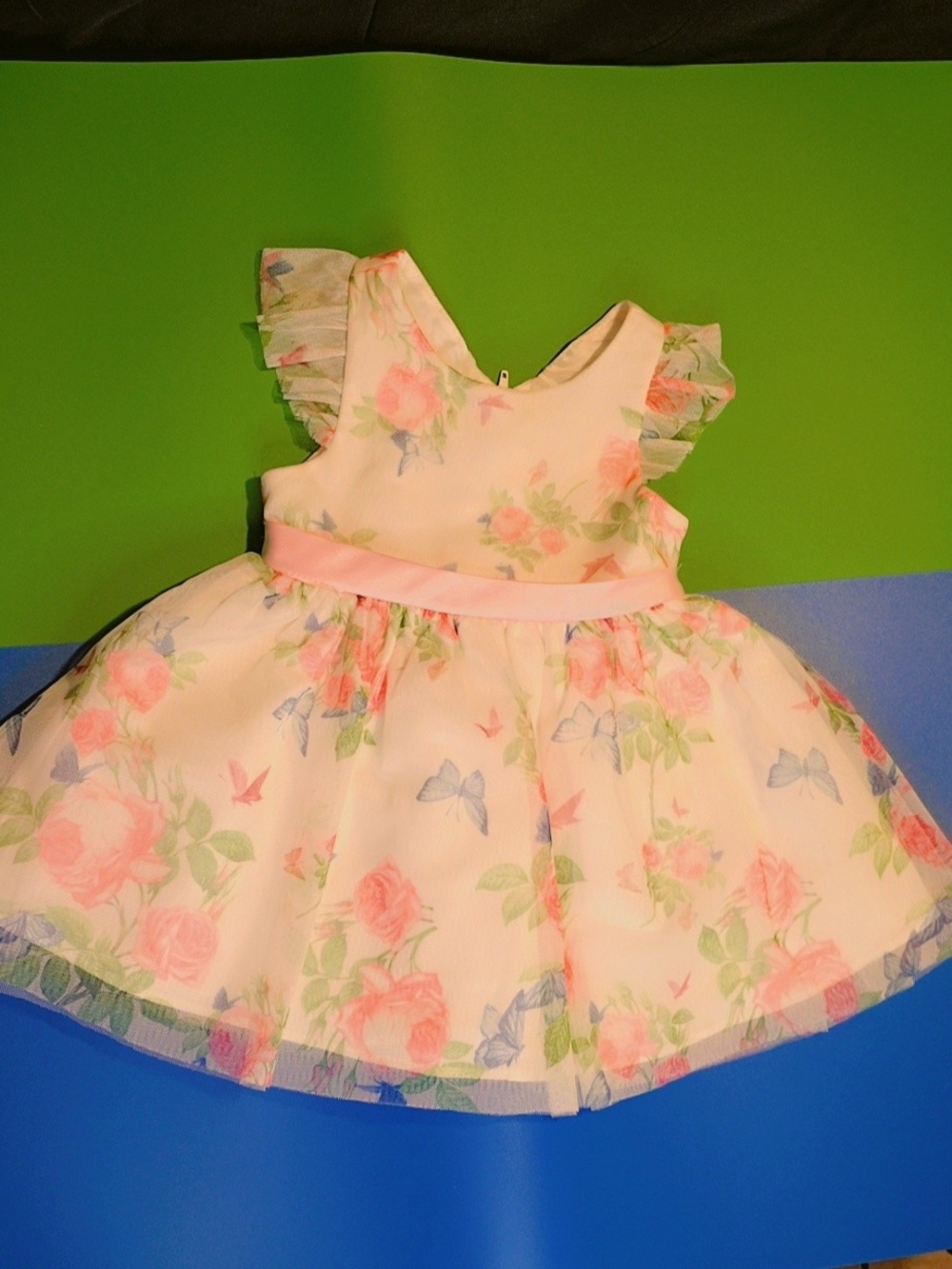 Rare Editions Pink Floral Tulle Dress for Girls